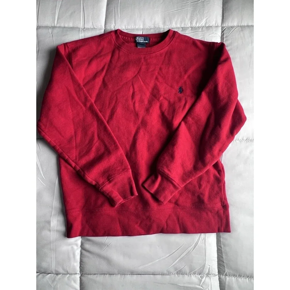 Polo By Ralph Lauren Boys Sweater Crew Neck Red Pony Red Color Size 10/12